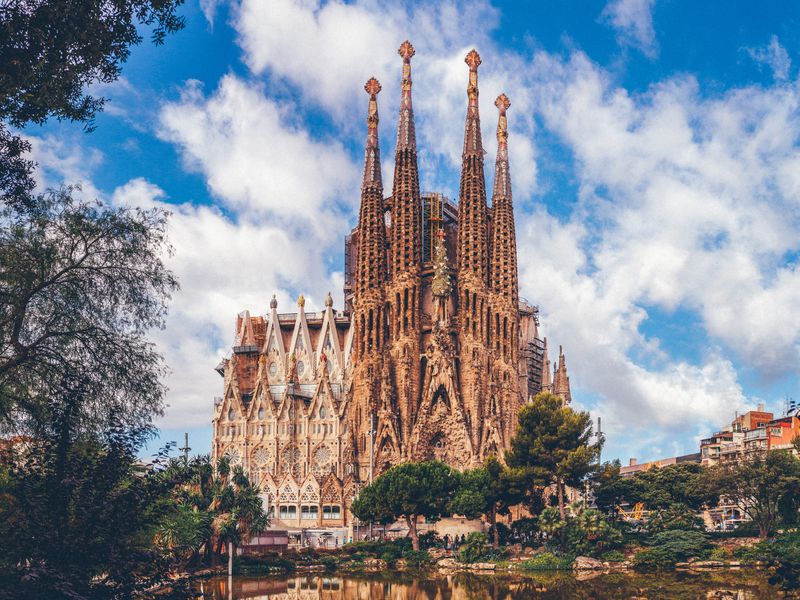 Sagrada Familia facades with detailed stonework